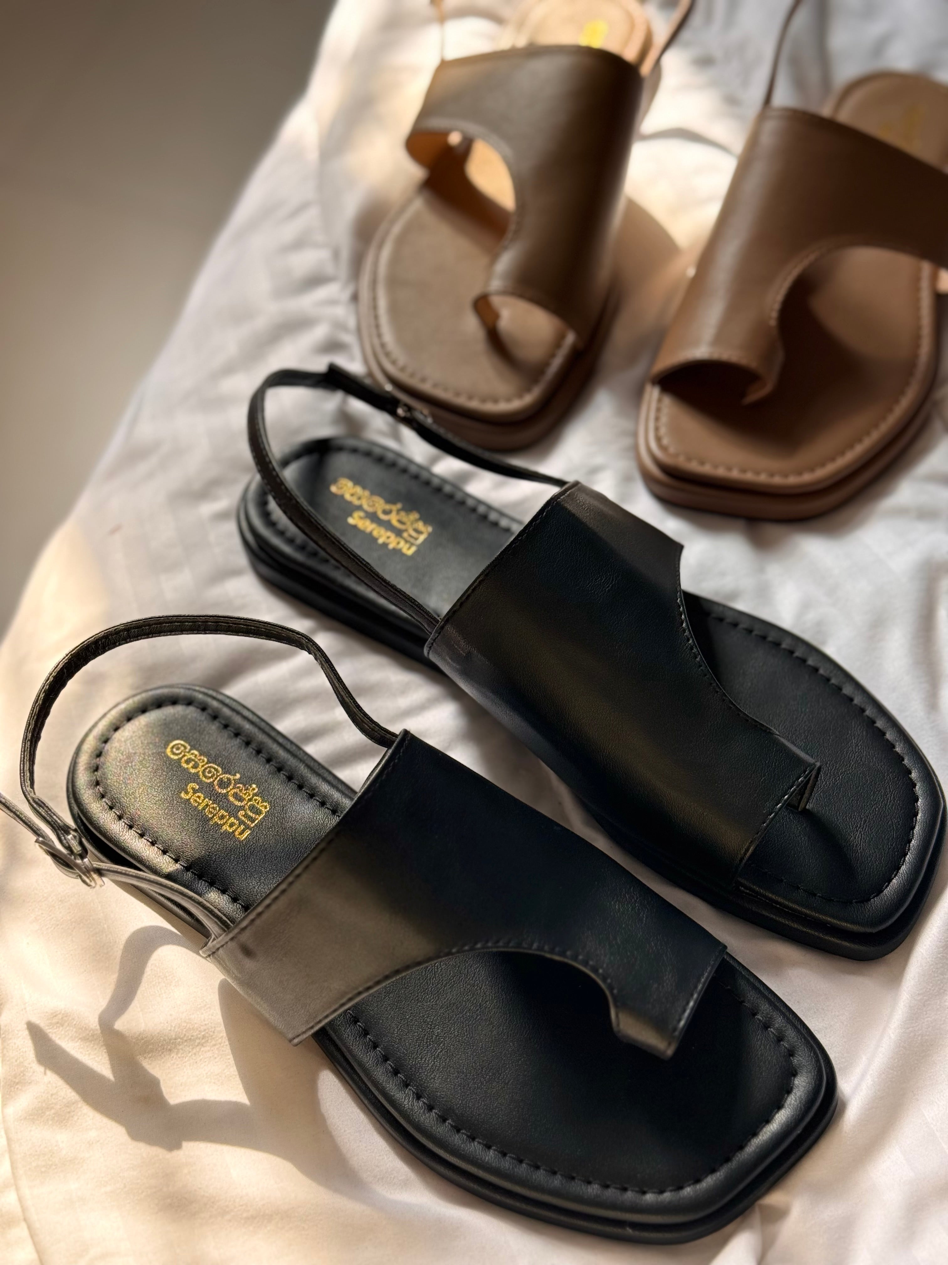 BLACK FLATFORM SANDALS