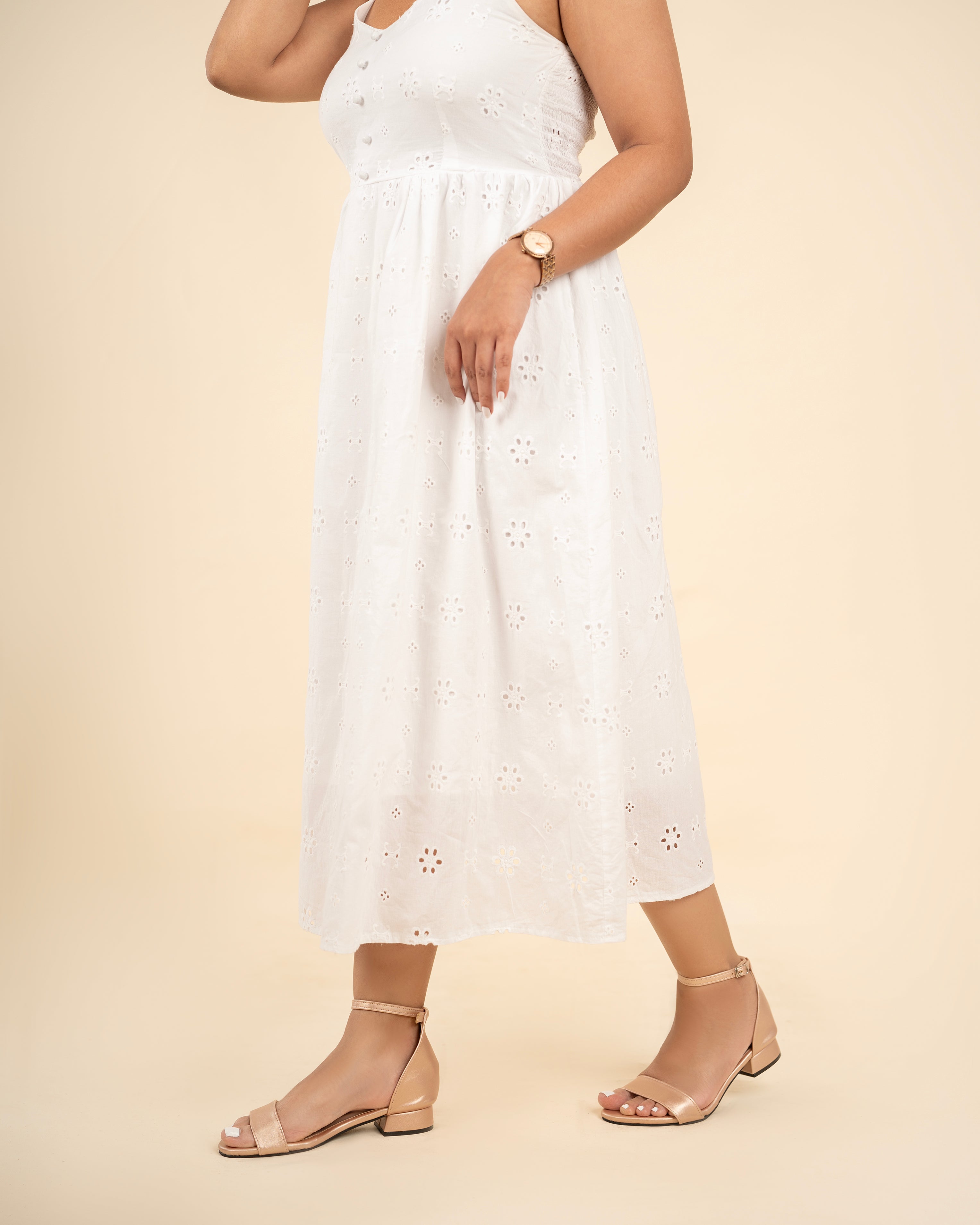 ROSE GOLD ANKLE STRAP LOW BLOCK HEELS