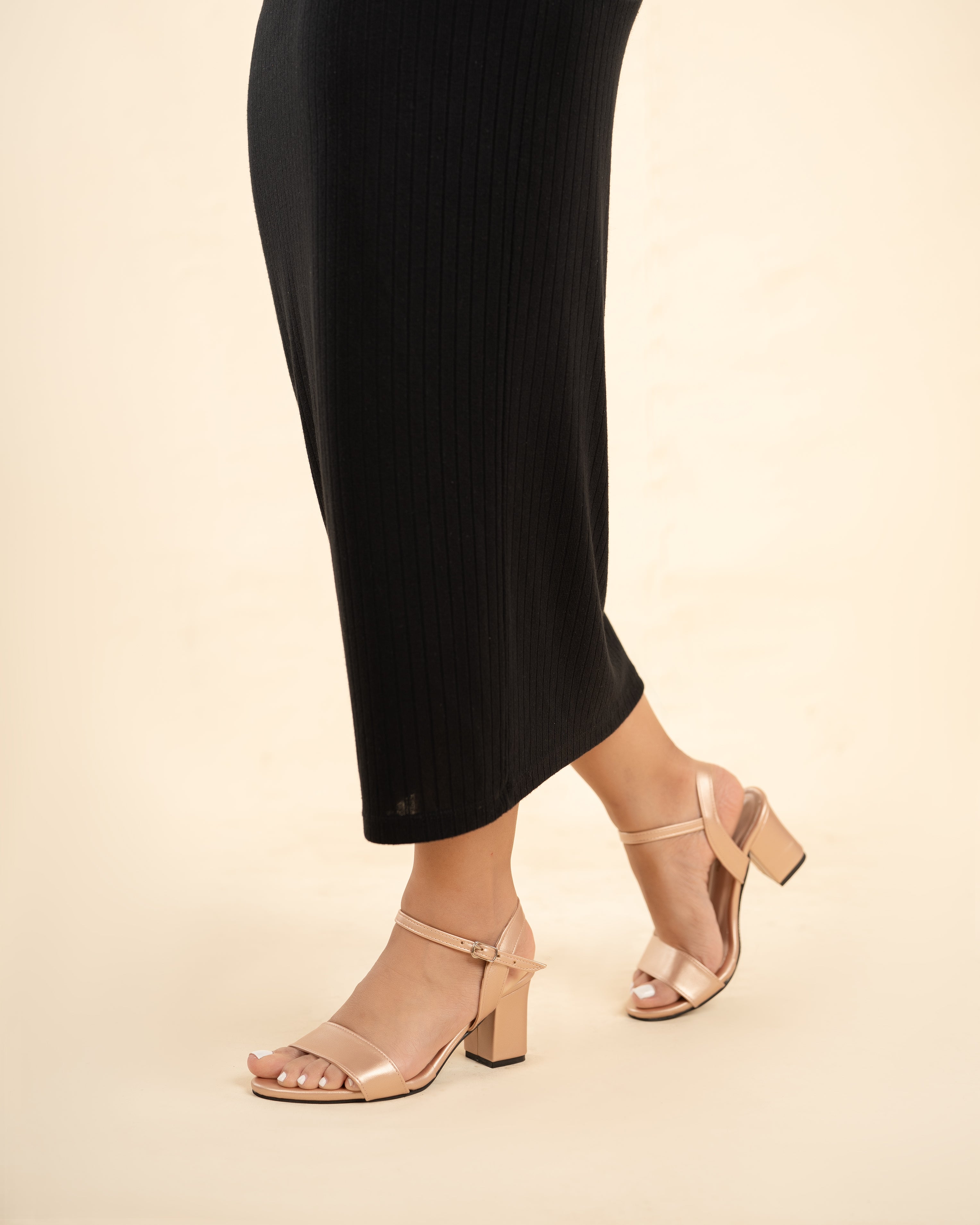 ROSE GOLD OPEN TOE HEELS