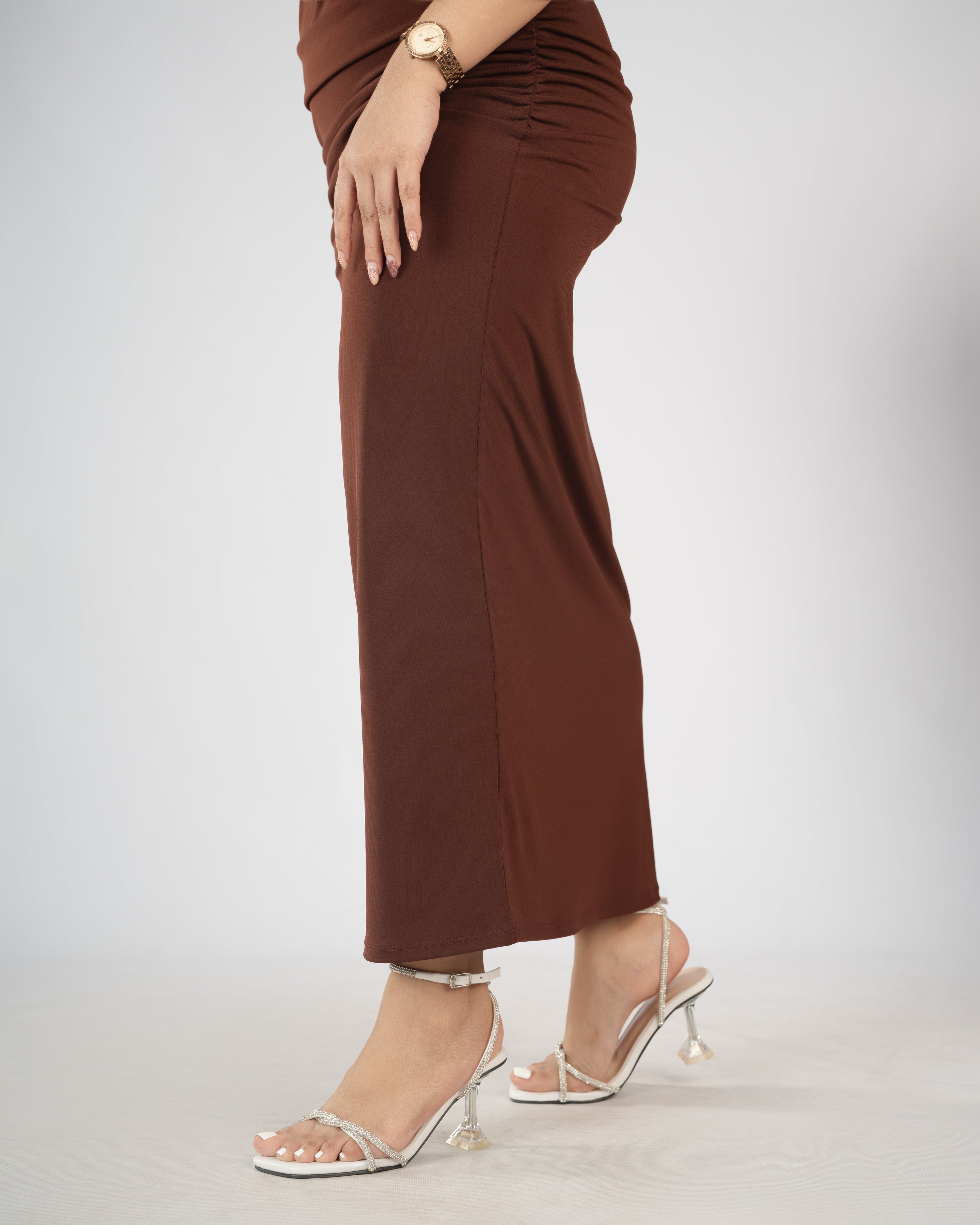 WHITE GLITTER TWISTED TRANSPARENT HEELS