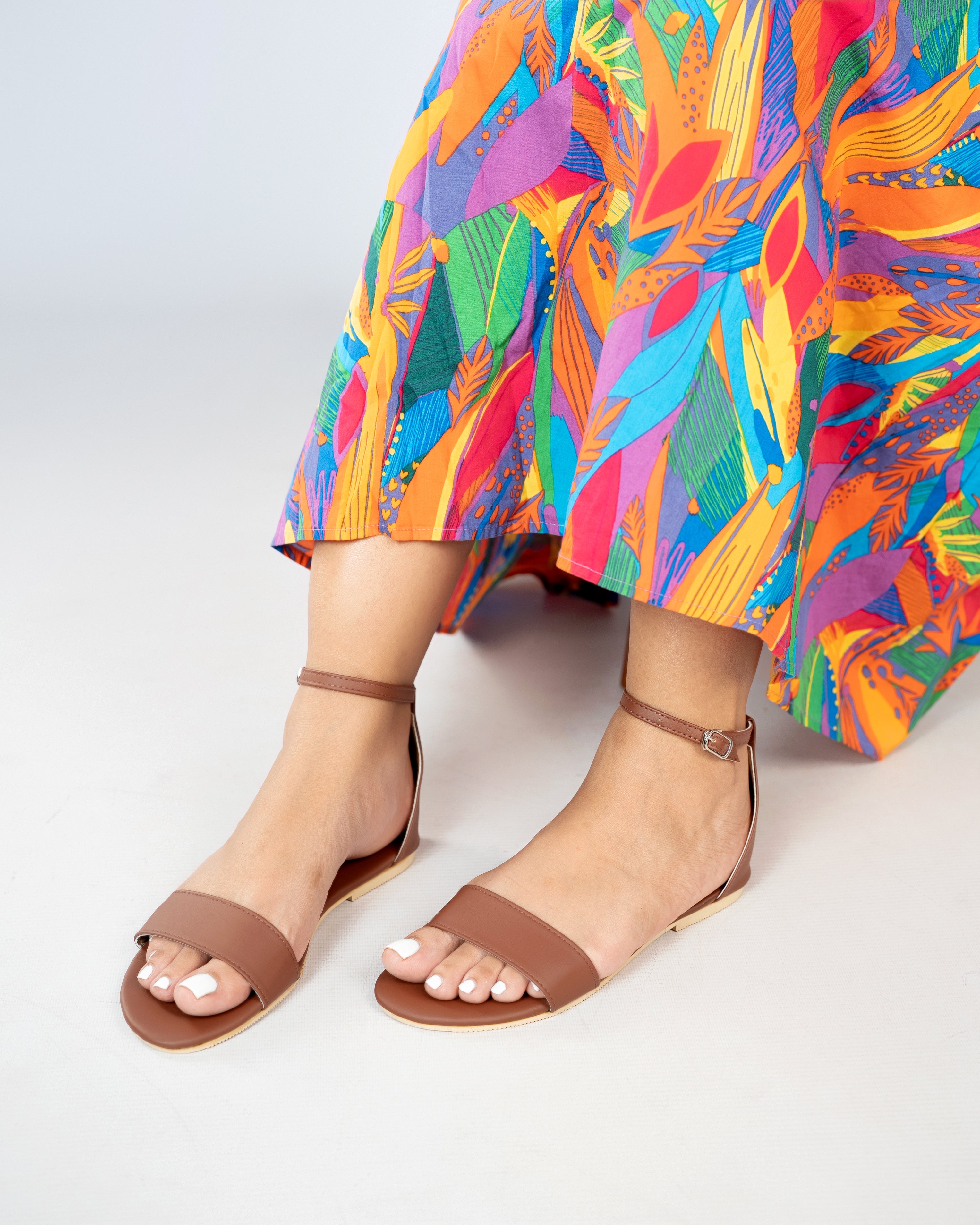 BROWN ANKLE STRAP SANDALS