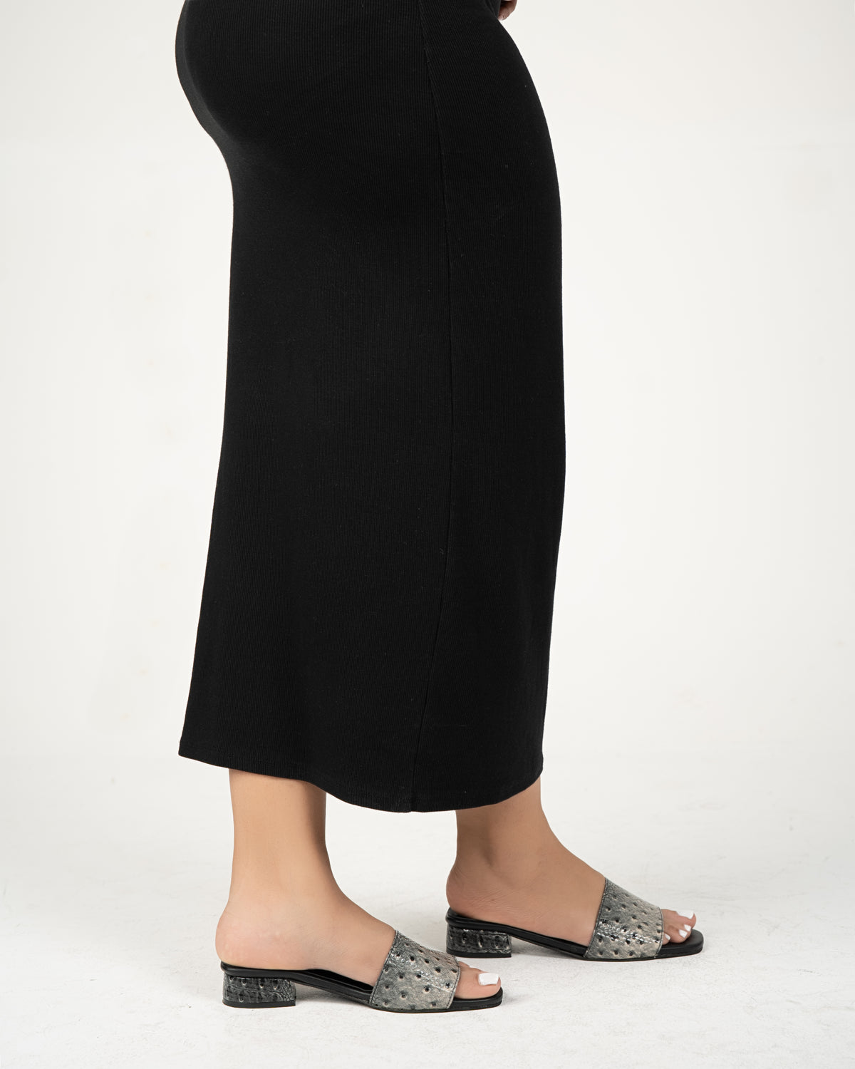 SNAKE PRINT LOW BLOCK HEEL SLIDES