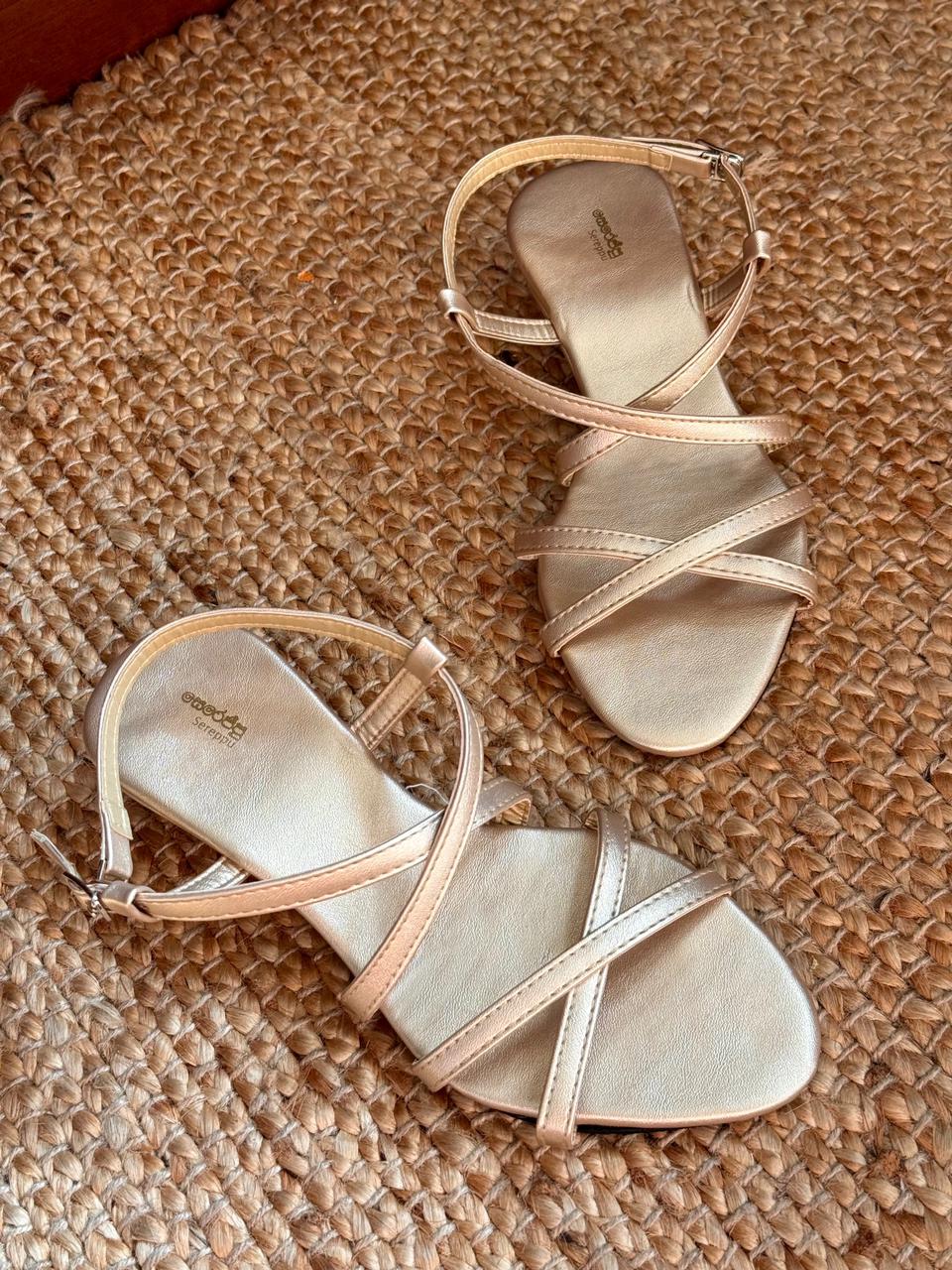 MATTE GOLD STRAPPY WEDGES