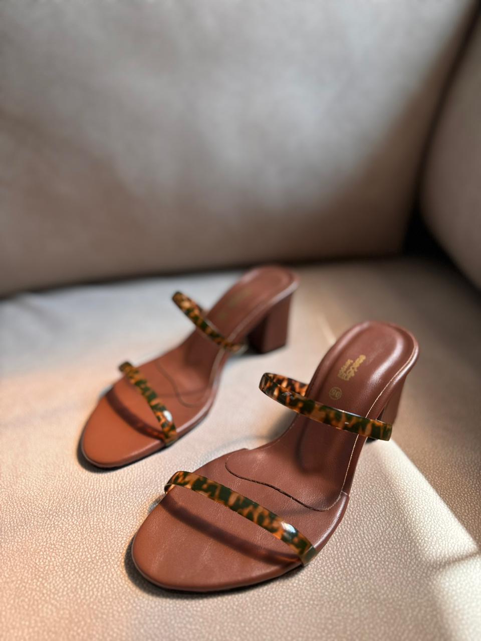 LEOPARD DOUBLE STRAP HEELS