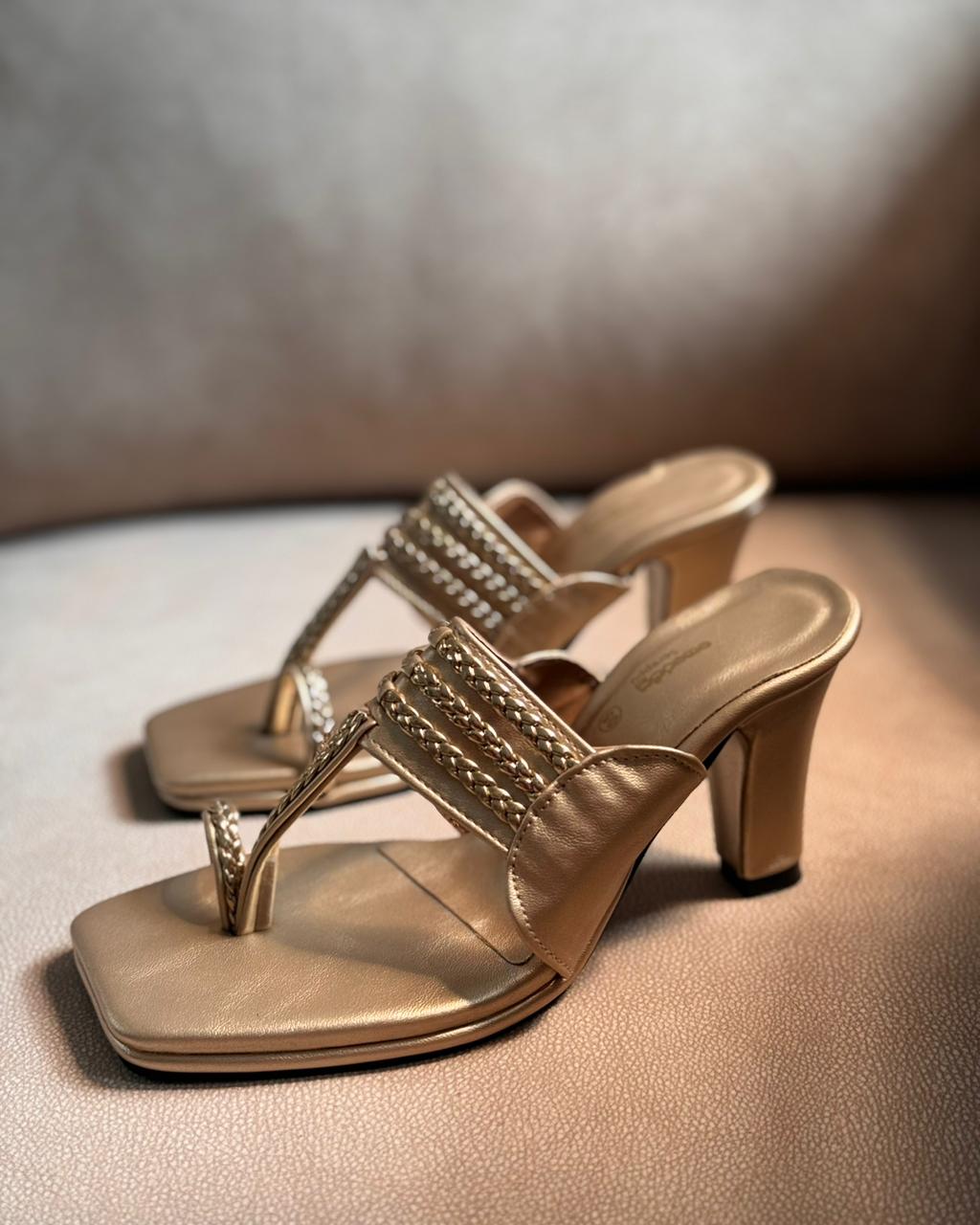 GOLD CHAPPAL STILETTO HEELS