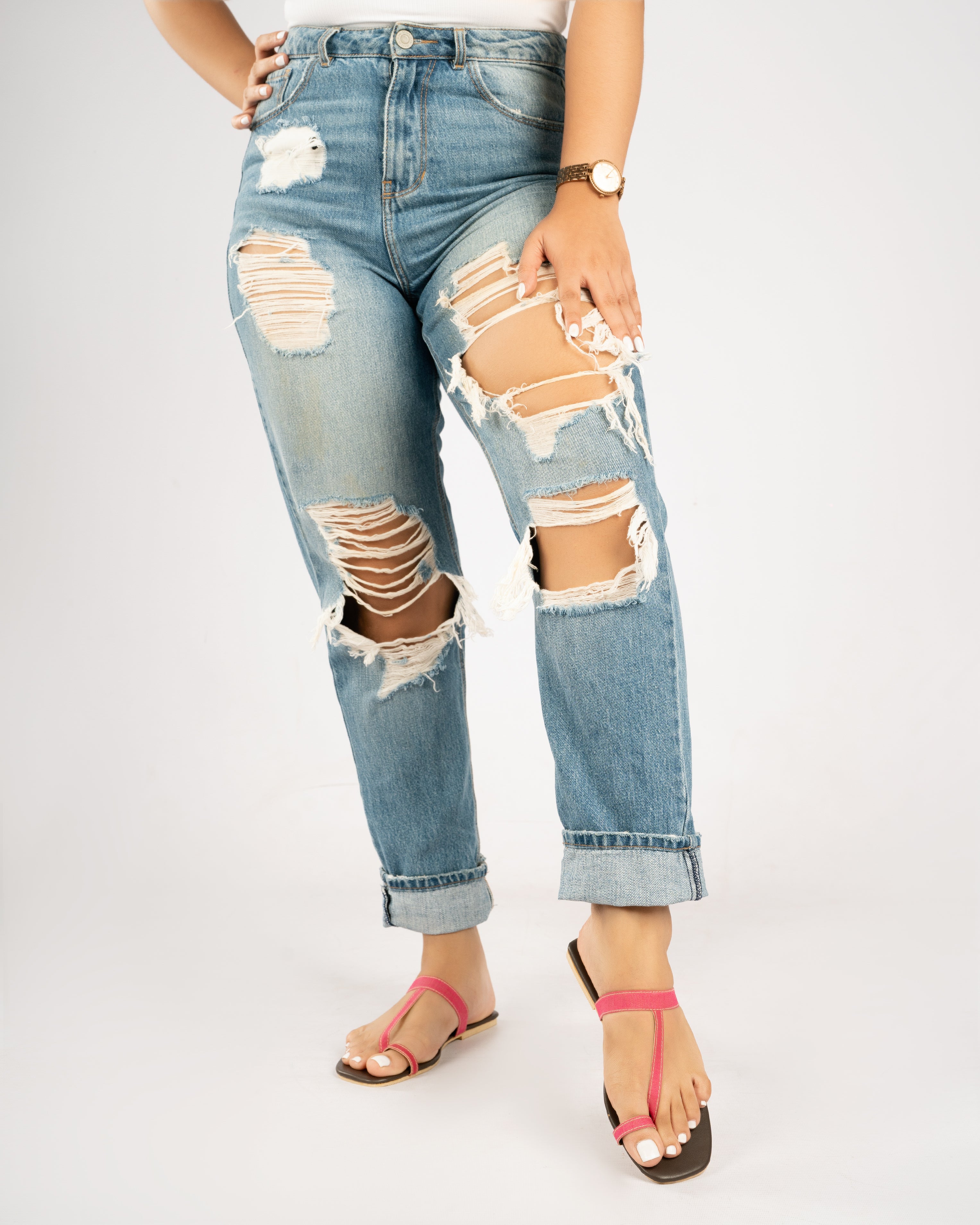 HOT PINK TOE RING SLIP ONS