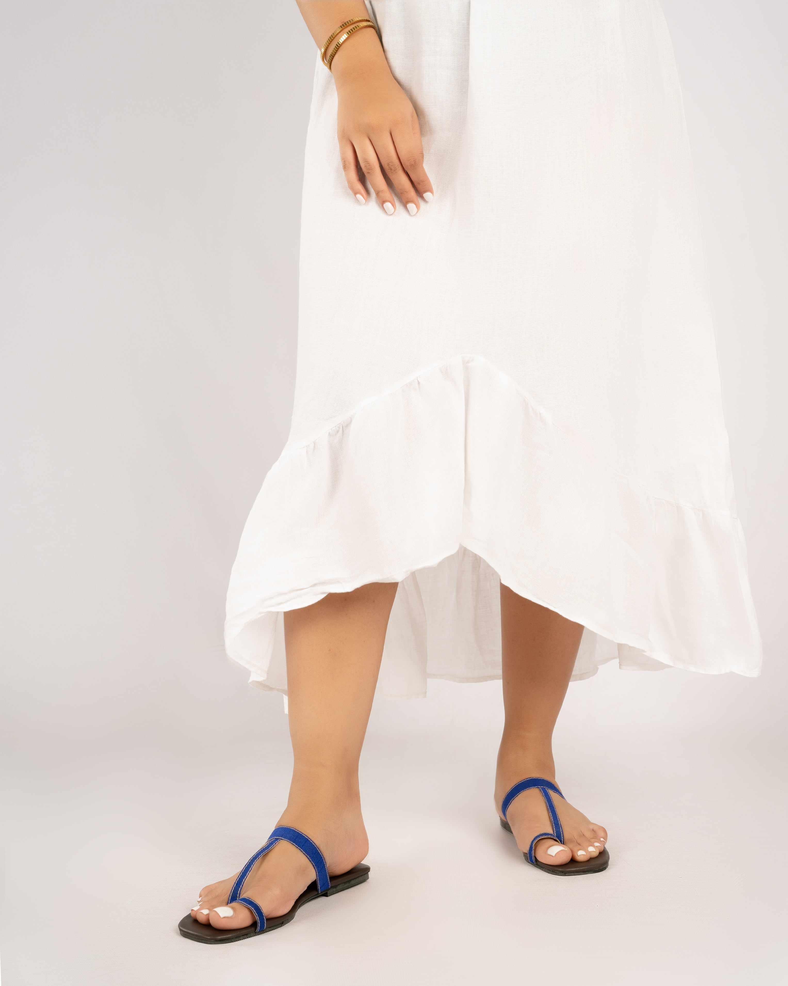 BLUE TOE RING SLIP ONS