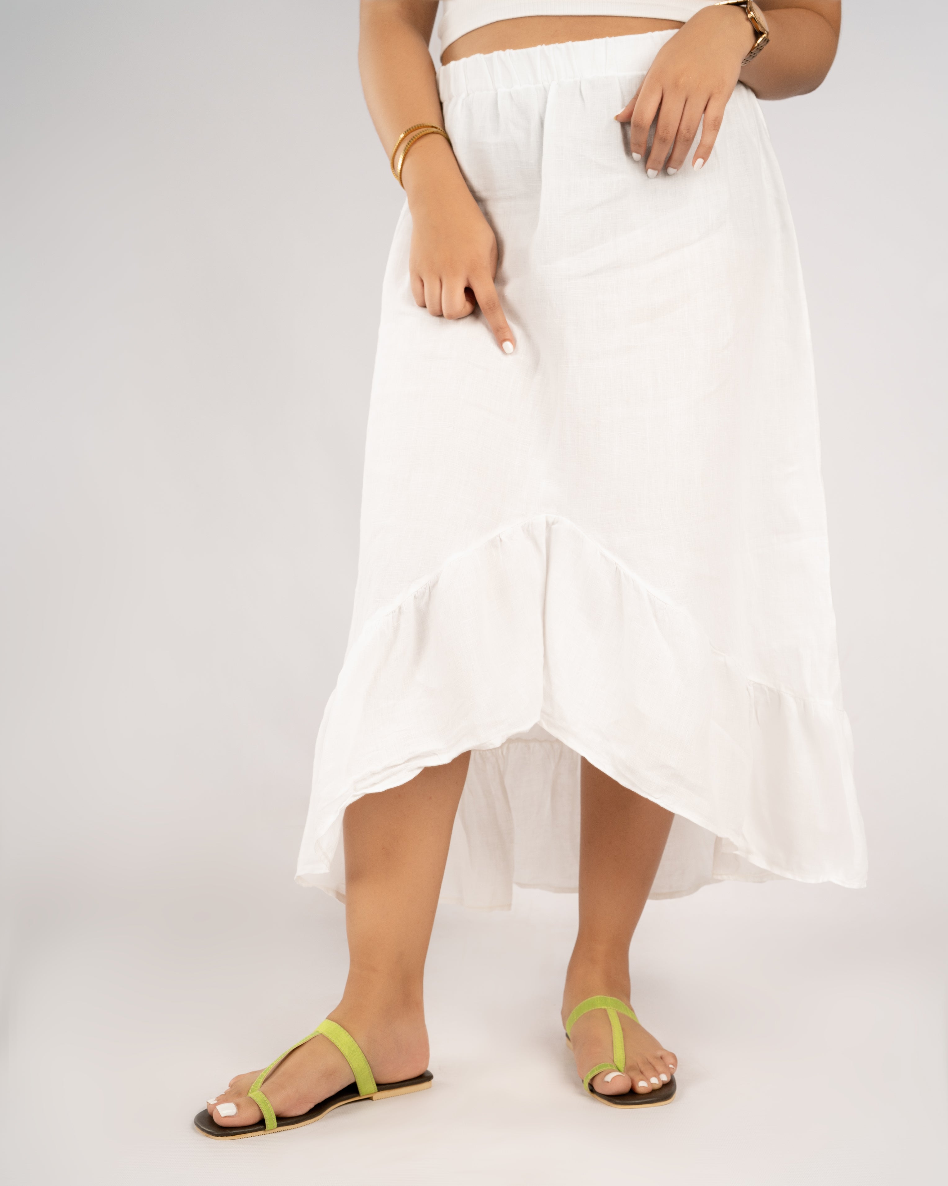 NEON GREEN TOE RING SLIP ONS