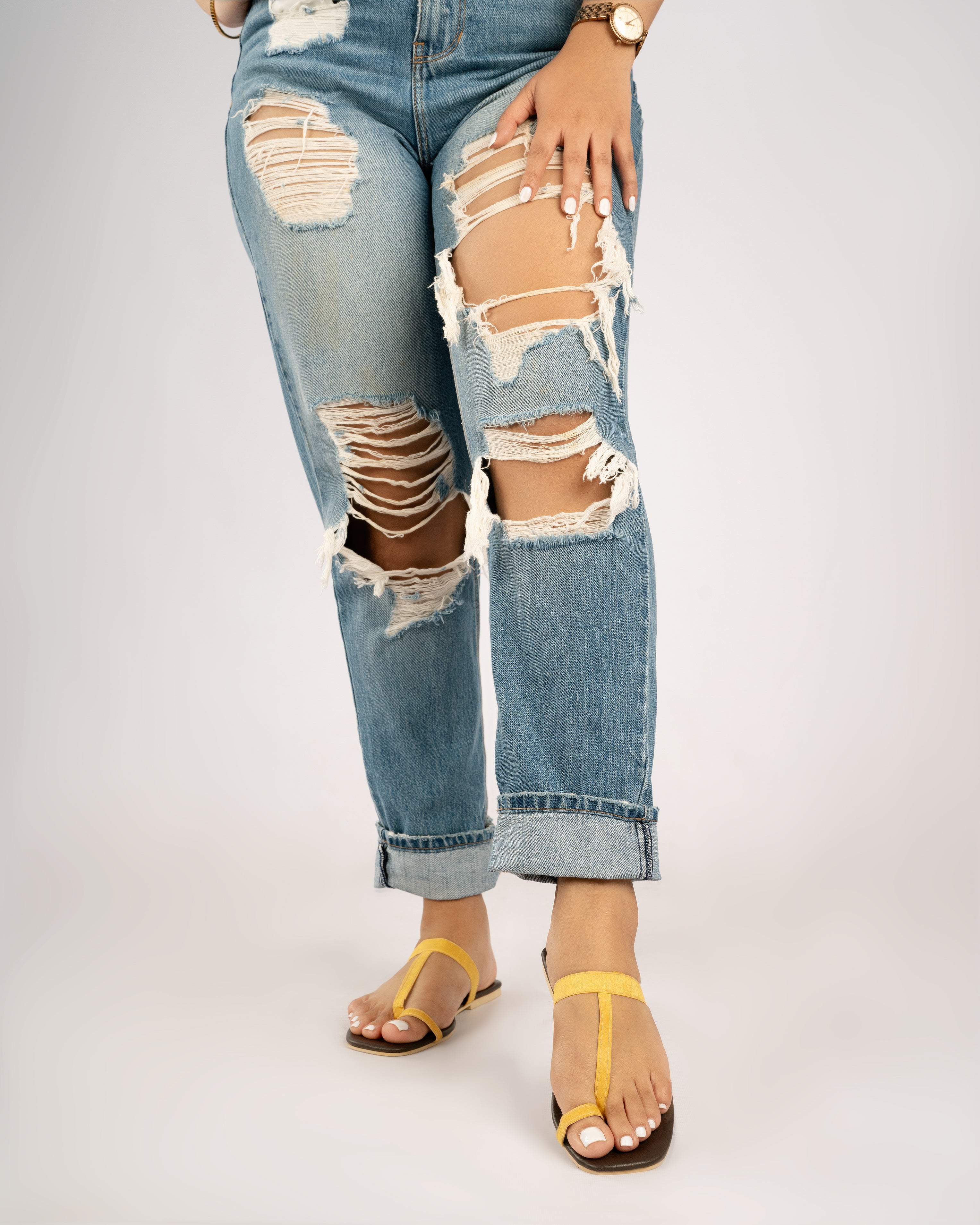 YELLOW TOE RING SLIP ONS