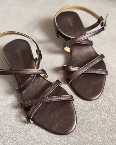 COPPER STRAPPY WEDGES.