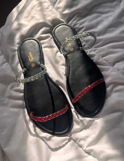 BRAIDED DOUBLE STRAP SLIP ONS