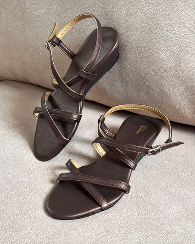 COPPER STRAPPY WEDGES.