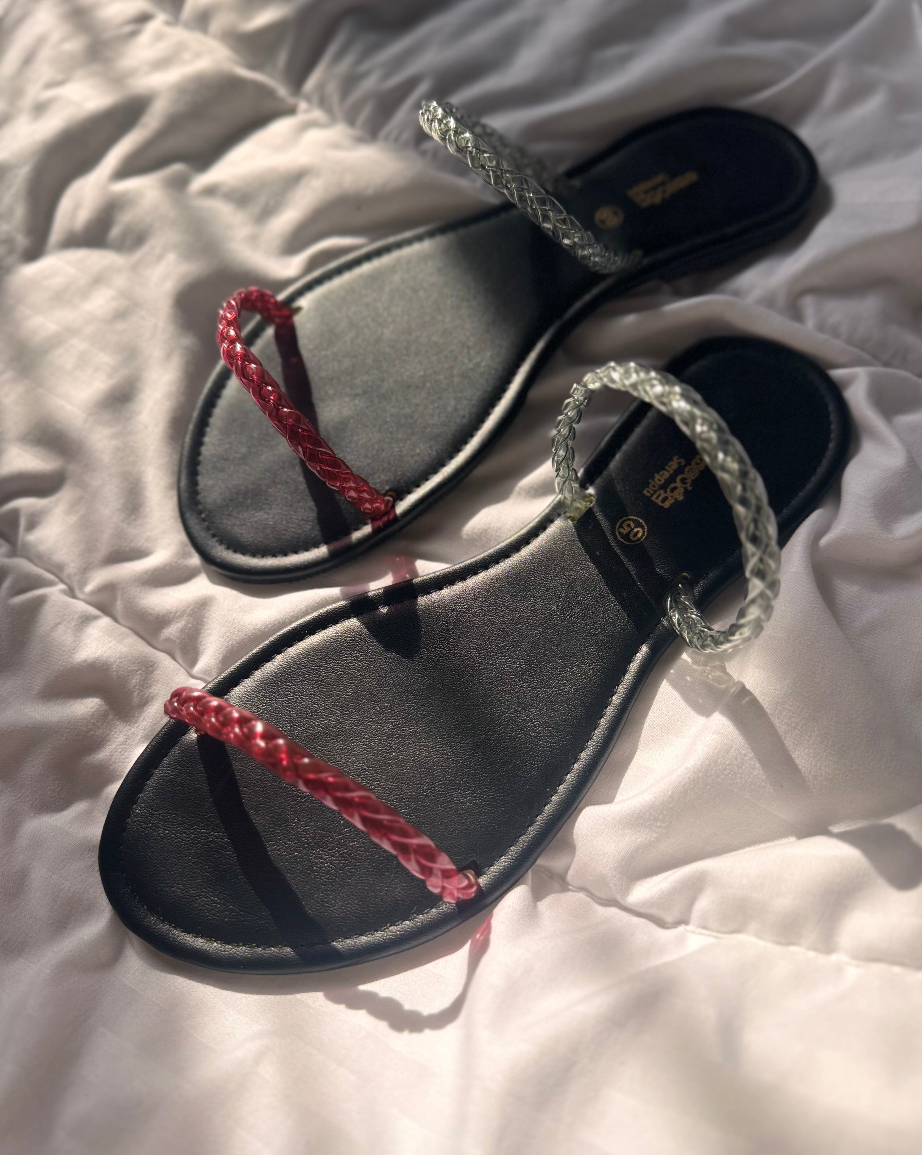 BRAIDED DOUBLE STRAP SLIP ONS
