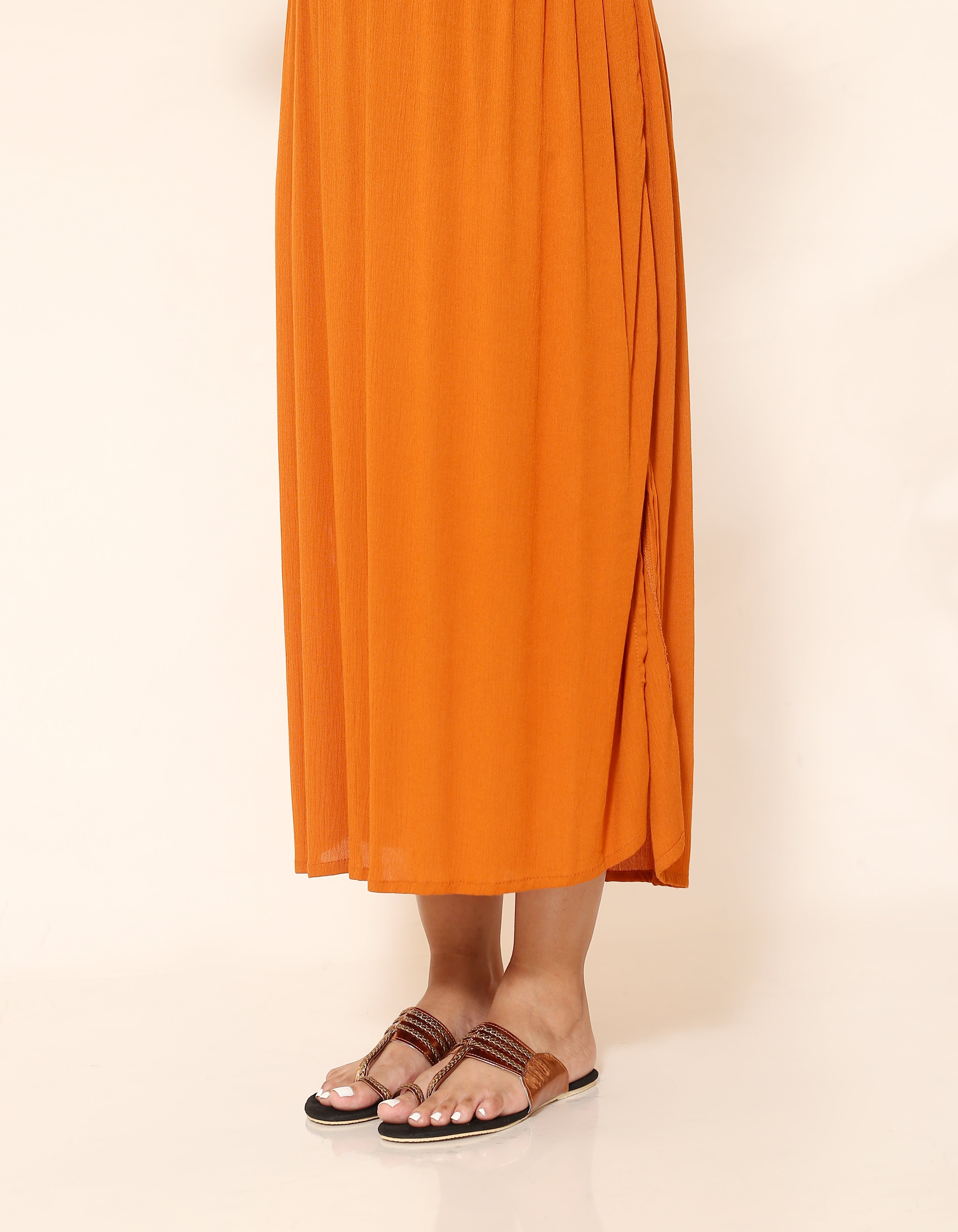 COPPER BRAIDED CHAPPALS ON BLACK