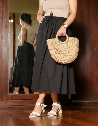 IVORY OPEN TOE TRIANGULAR HEELS