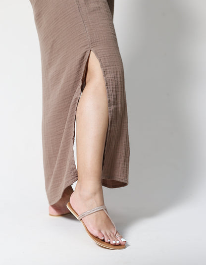 ROSE GOLD BRAIDED TOE RING SLIP ONS