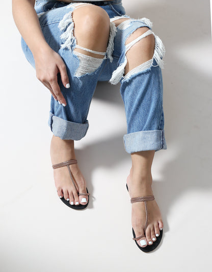 COPPER BRAIDED TOE RING SLIP ONS