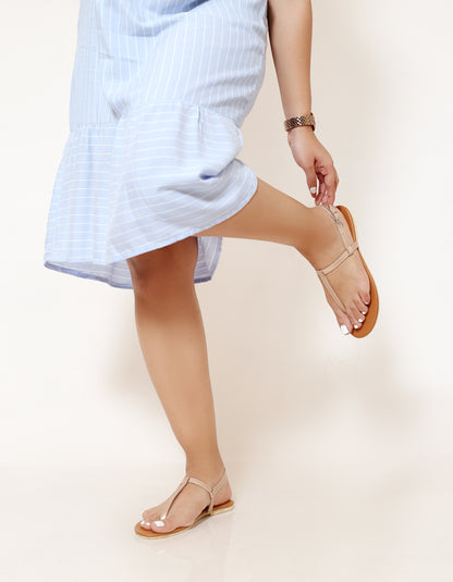 ROSE GOLD THONG SANDALS