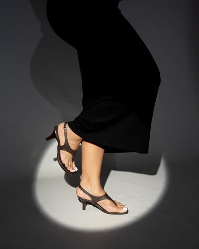 BROWN THONG STILETTO HEELS