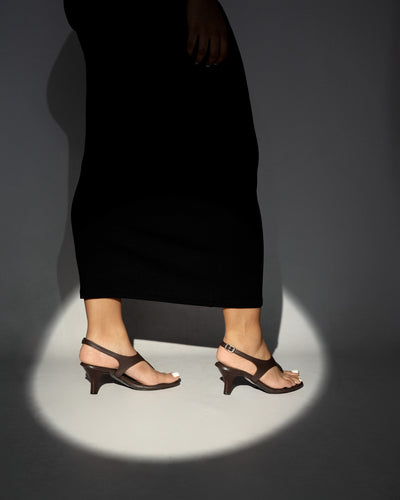 BROWN THONG STILETTO HEELS