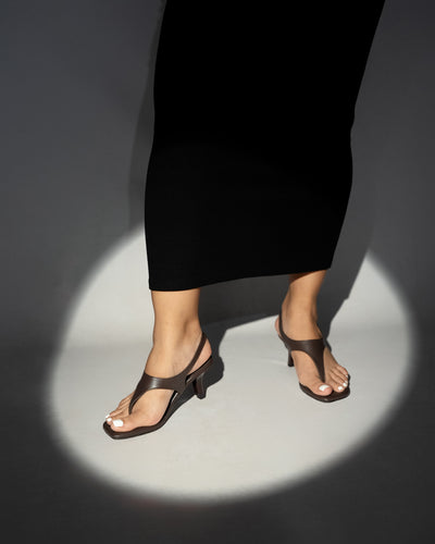 BROWN THONG STILETTO HEELS