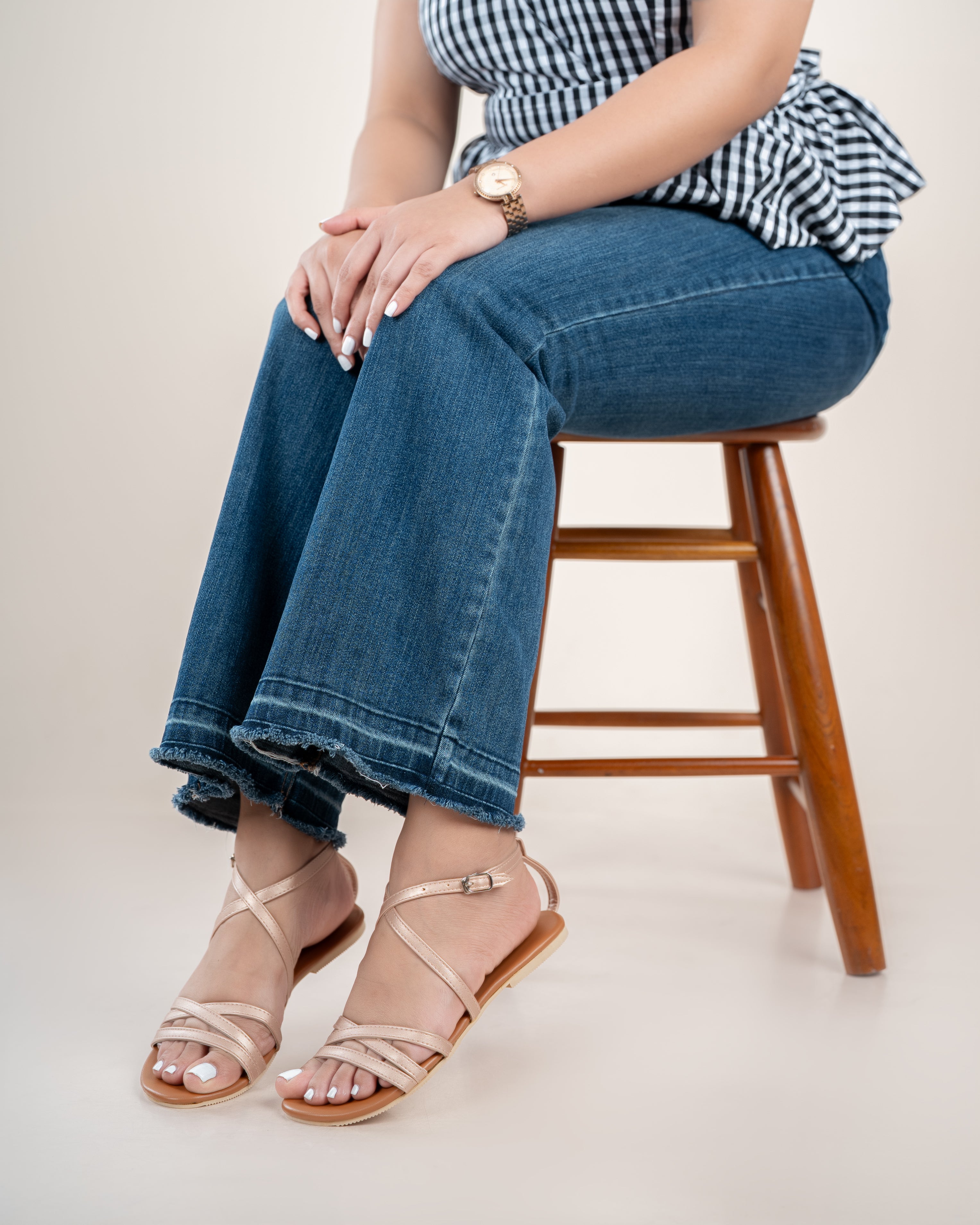 ROSE GOLD STRAPPY SANDALS