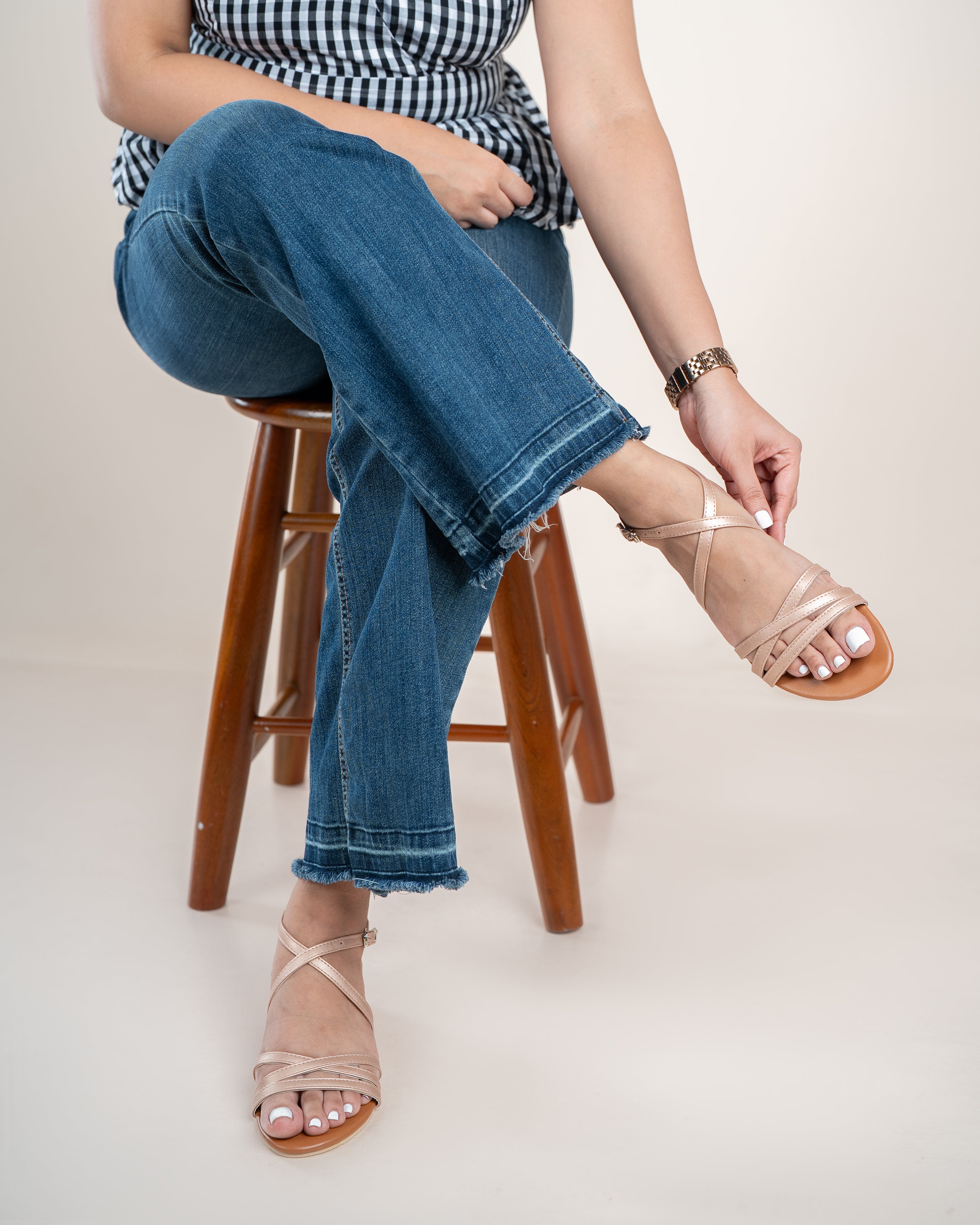 ROSE GOLD STRAPPY SANDALS