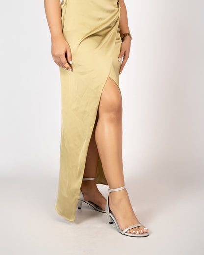 SILVER ANKLE STRAP KITTEN HEELS