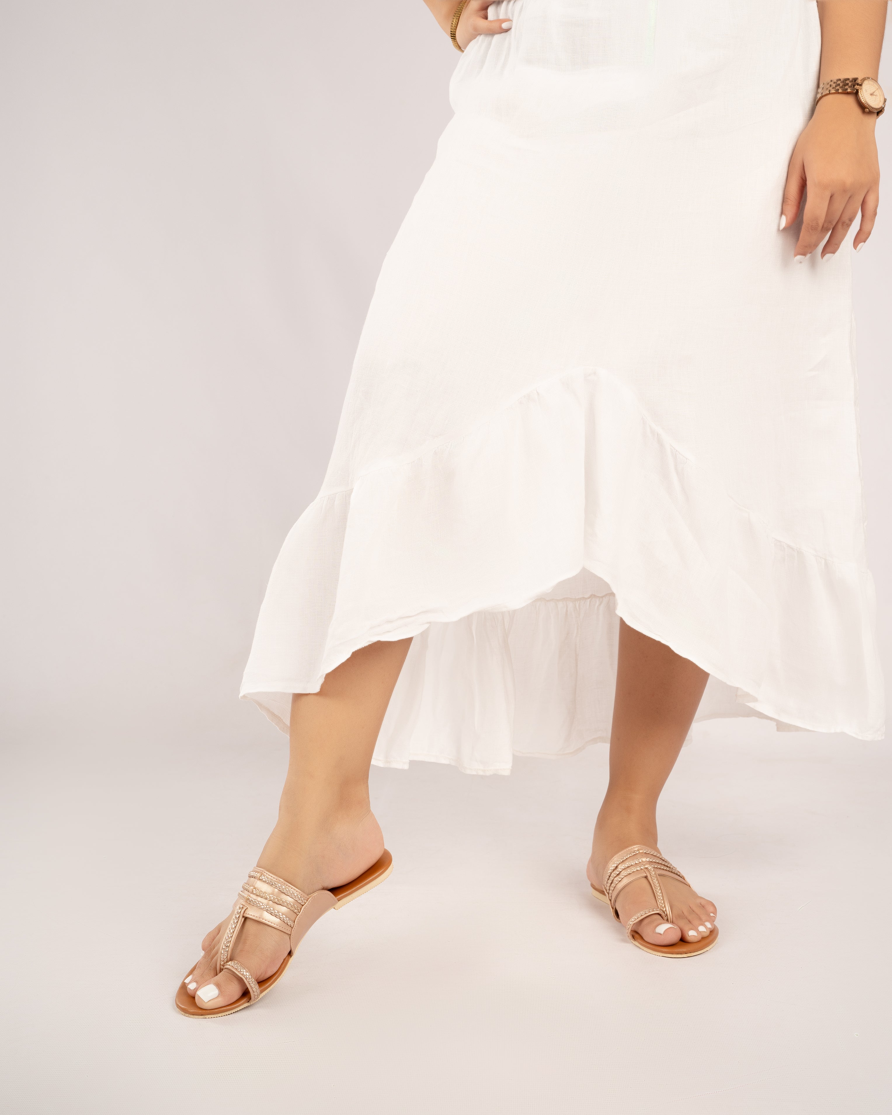 ROSE GOLD BRAIDED CHAPPALS