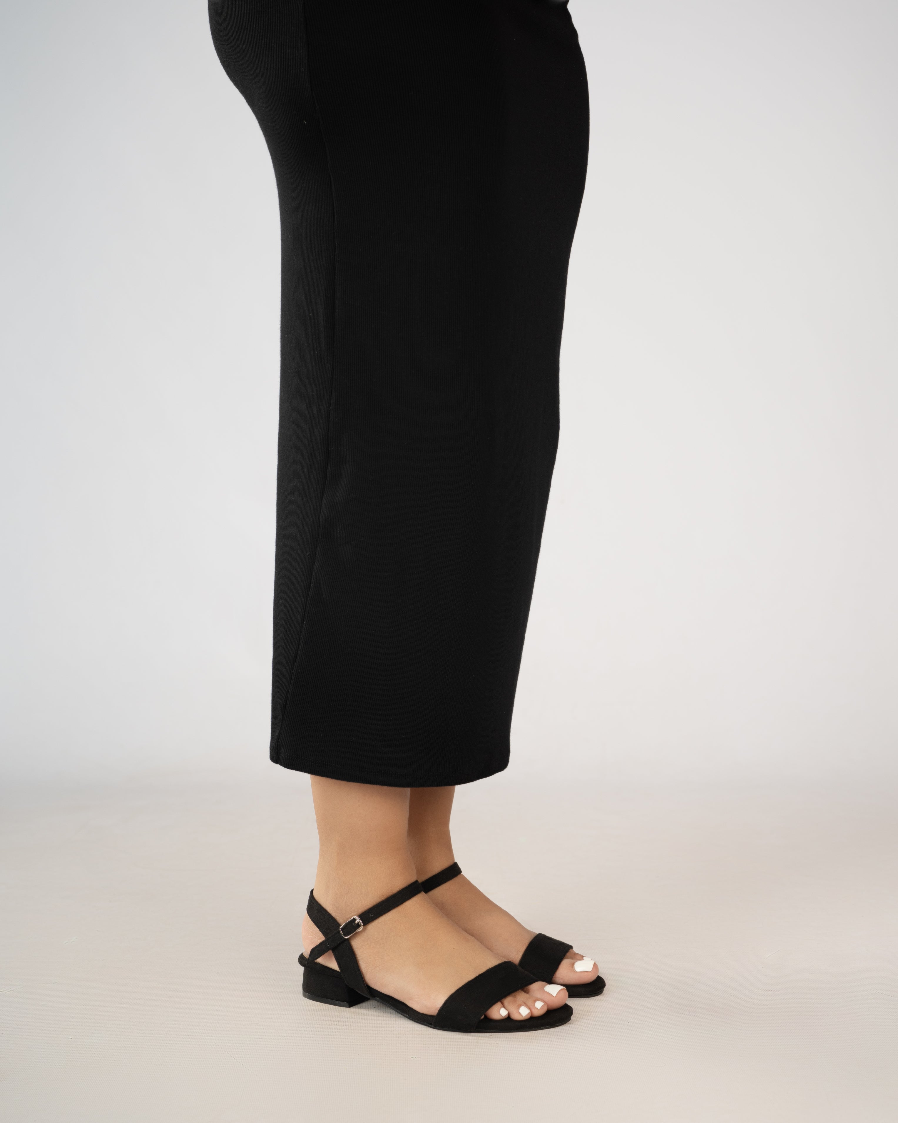 BLACK OPEN TOE LOW BLOCK HEELS