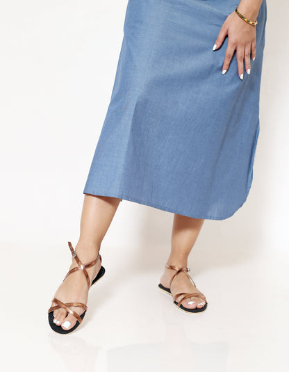 COPPER STRAPPY SANDALS