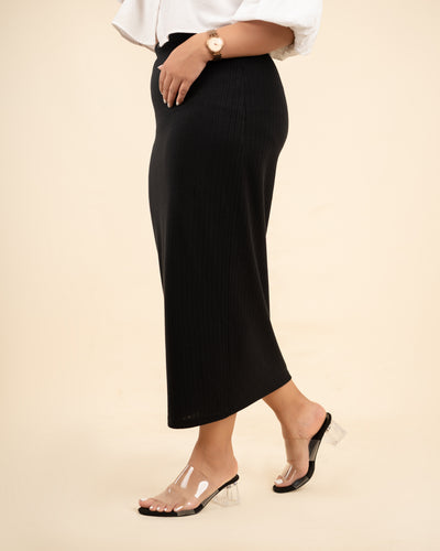 TRANSPARENT DOUBLE STRAP SLIP ONS BLOCK HEELS IN BLACK