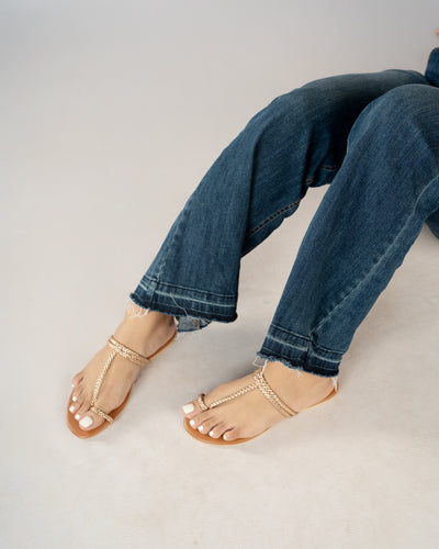 ROSE GOLD BRAIDED TOE RING SLIP ONS