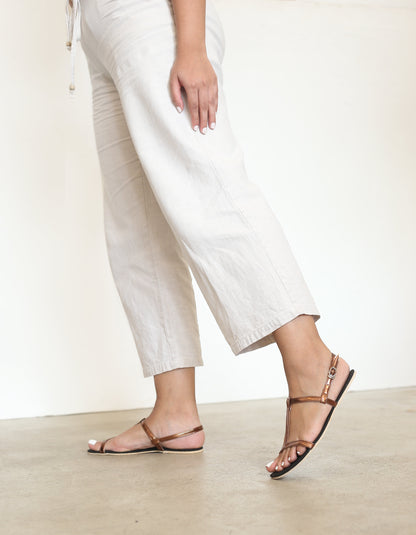 COPPER T STRAP SANDALS