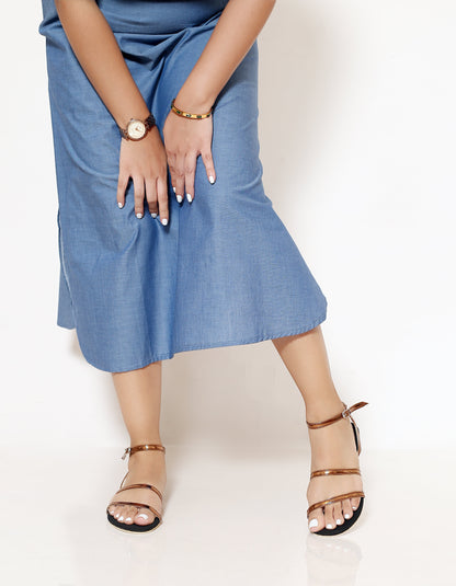 COPPER STRAPPY SANDALS.