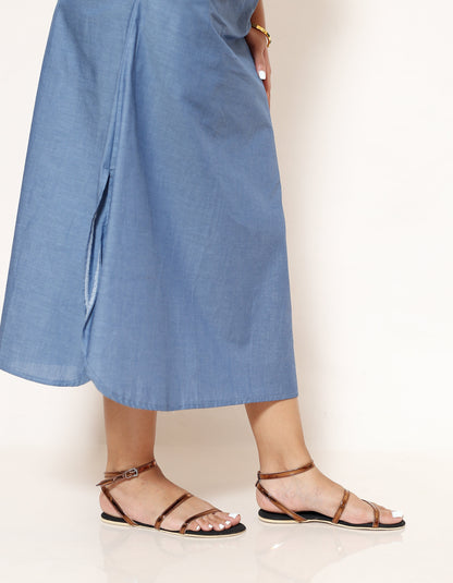 COPPER STRAPPY SANDALS.