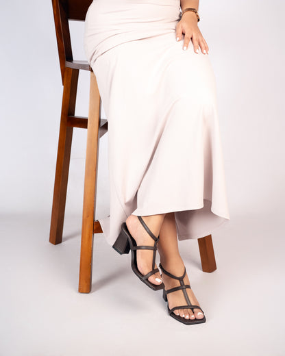 COFFE BROWN STRAPPY BLOCK HEELS