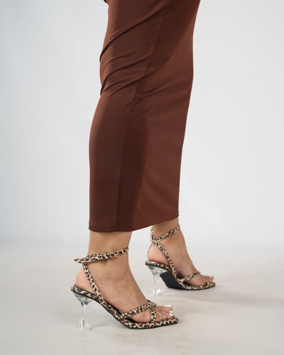 LEOPARD STRAPPY TRANSPARENT HEELS