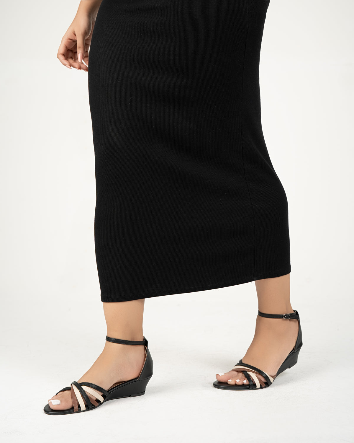 COLOR BLOCK STRAPPY ANKLE STRAP WEDGES