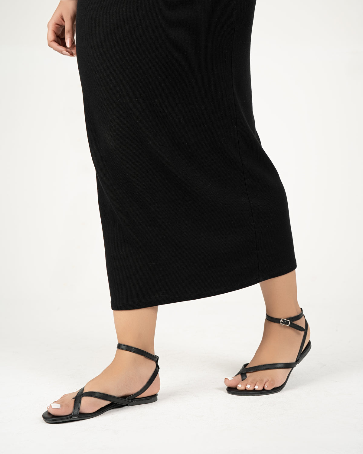 BLACK CRISS CROSS STRAPPY SANDALS