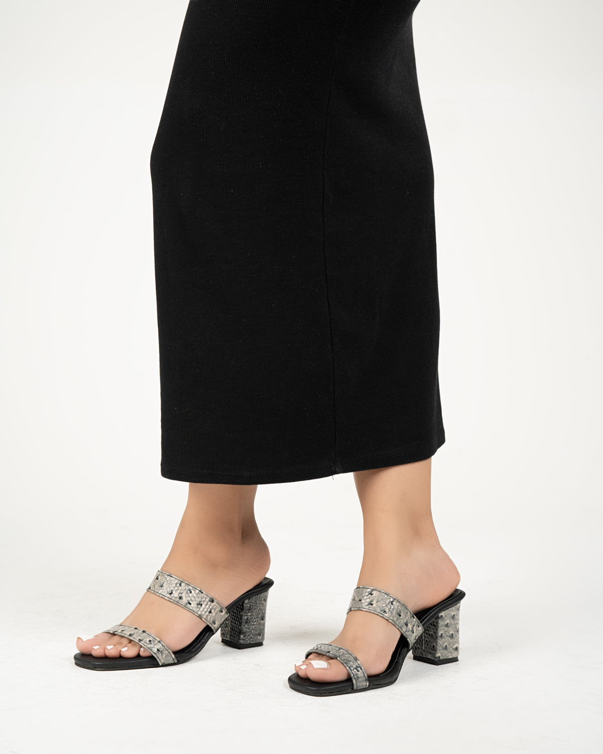 SNAKE PRINT DOUBLE STRAP BLOCK HEELS