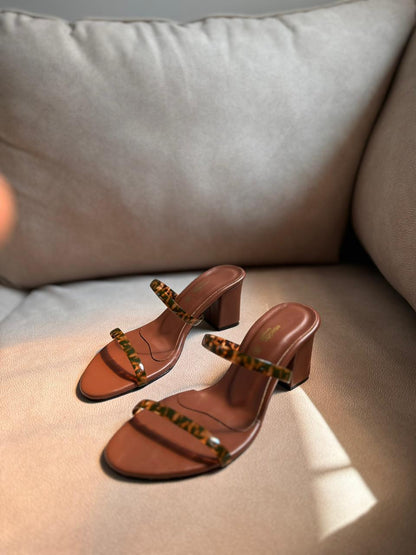 LEOPARD DOUBLE STRAP HEELS