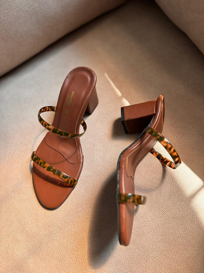 LEOPARD DOUBLE STRAP HEELS