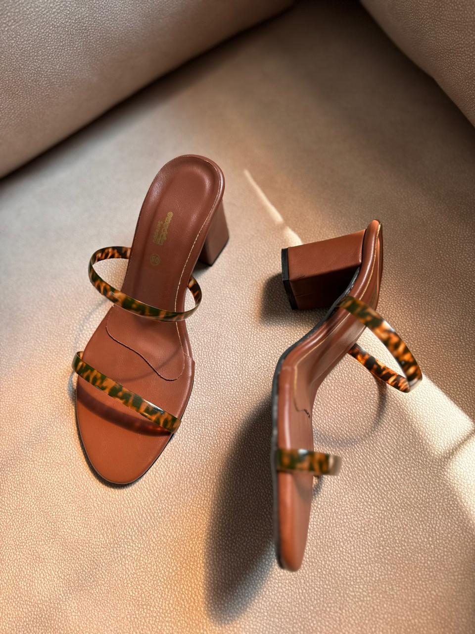 LEOPARD DOUBLE STRAP HEELS