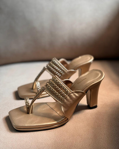 GOLD CHAPPAL STILETTO HEELS