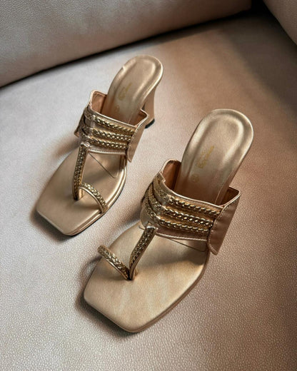 GOLD CHAPPAL STILETTO HEELS