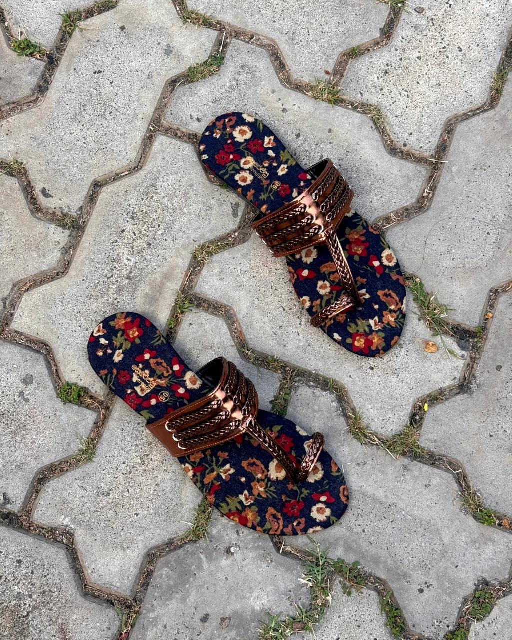 COPPER PRINTED CHAPPALS.