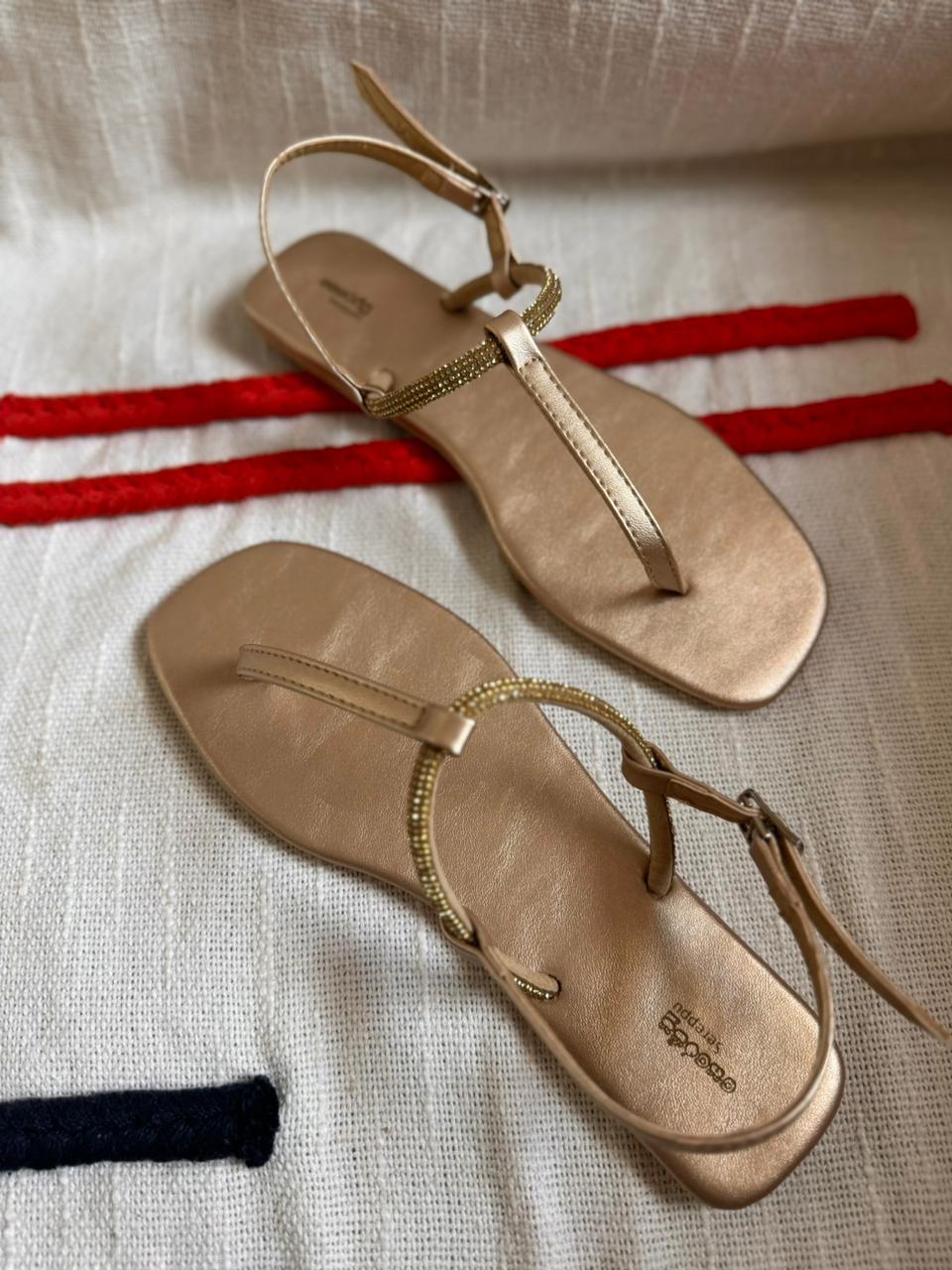 GOLD GLITTER THONG SANDALS