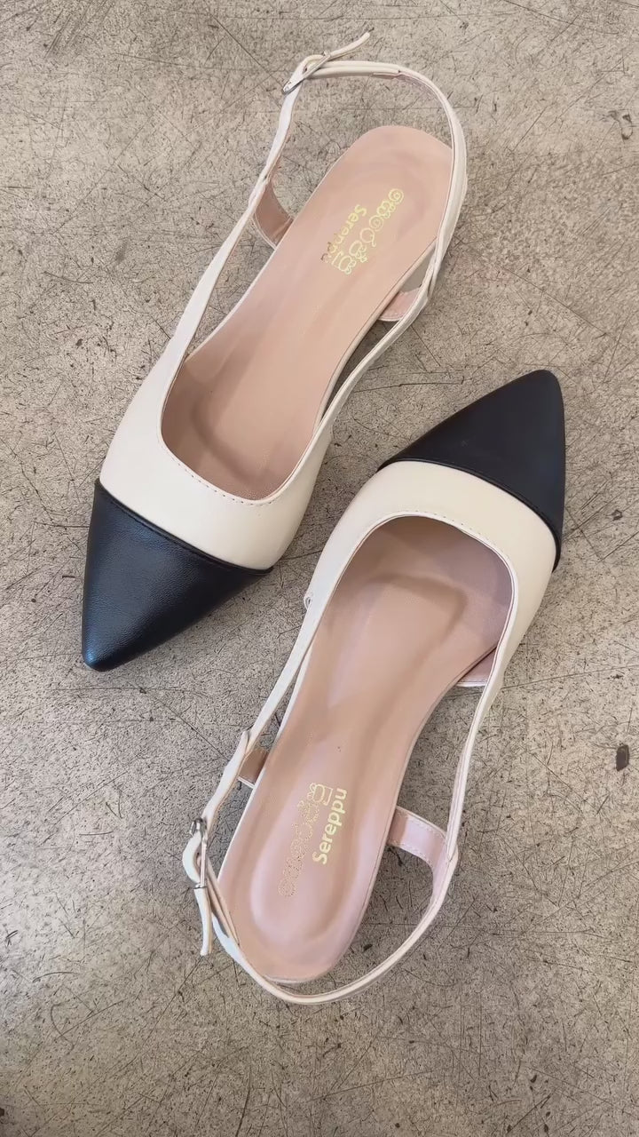 Load video: TWO TONE SLINGBACK PUMPS