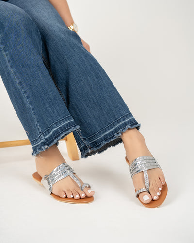 SILVER BRAIDED CHAPPALS